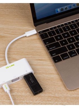 。ce-link 1308 TypeC转USB3.0+VGA高清转换线器/适配器 新MacBo