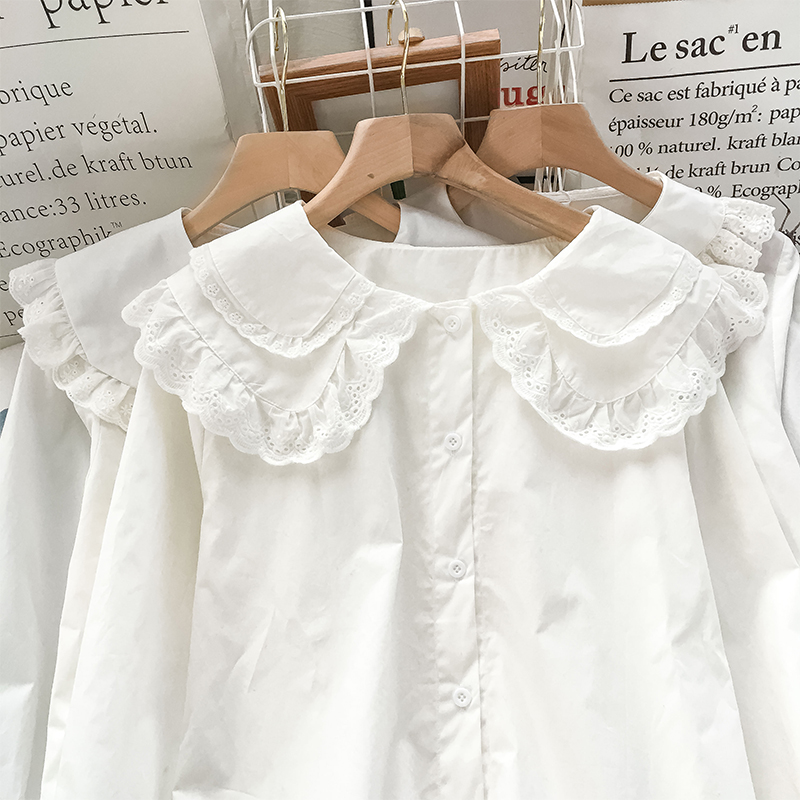 洛丽塔内搭娃娃领衬衣女春季小个子lolita衬衫花边白色lo裙上衣夏