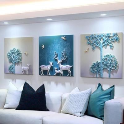 3酒店宾馆客厅装饰画组合沙发立体背景墙北欧电视欧式大气背景画图片
