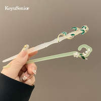 New high-end antique jade hairpins, tassels, updo hairpins, women's Hanfu, Chinese style, simple and elegant flower hairpins thumbnail 7