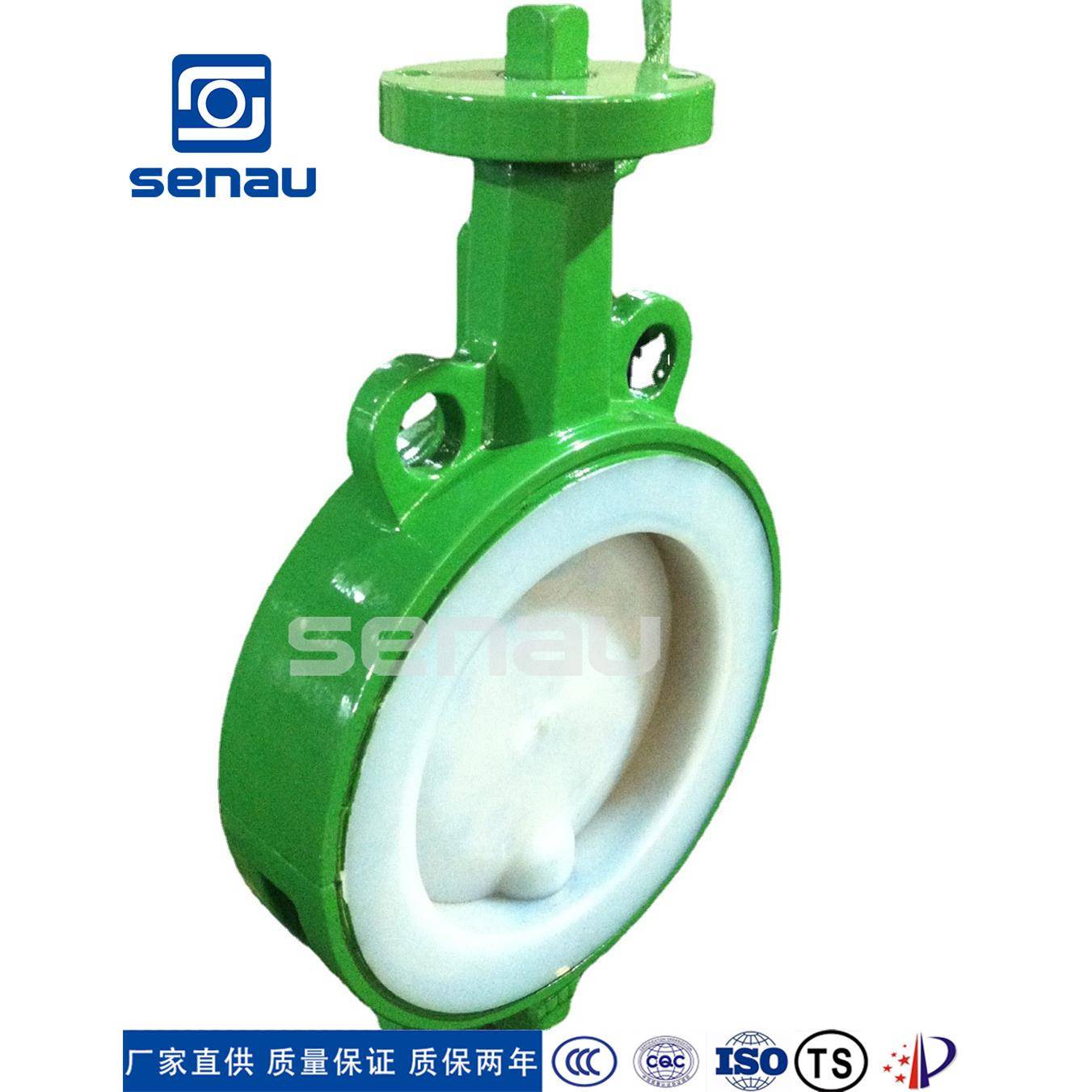 D371F46对夹式衬氟蝶阀双向液体密封阀门蜗杆传动