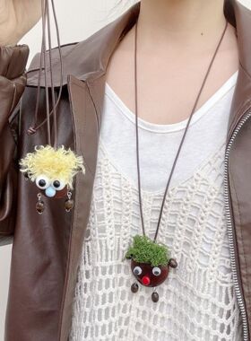 【羊悠悠】萌趣可爱卡通吊坠项链女新款高级感挂绳毛衣链装饰配饰