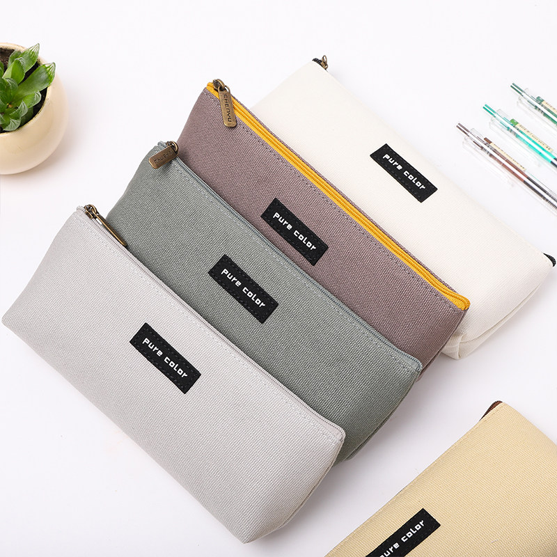 帆布笔袋大容量简约文具收纳袋铅笔盒复古风创意个性文具袋铅笔袋