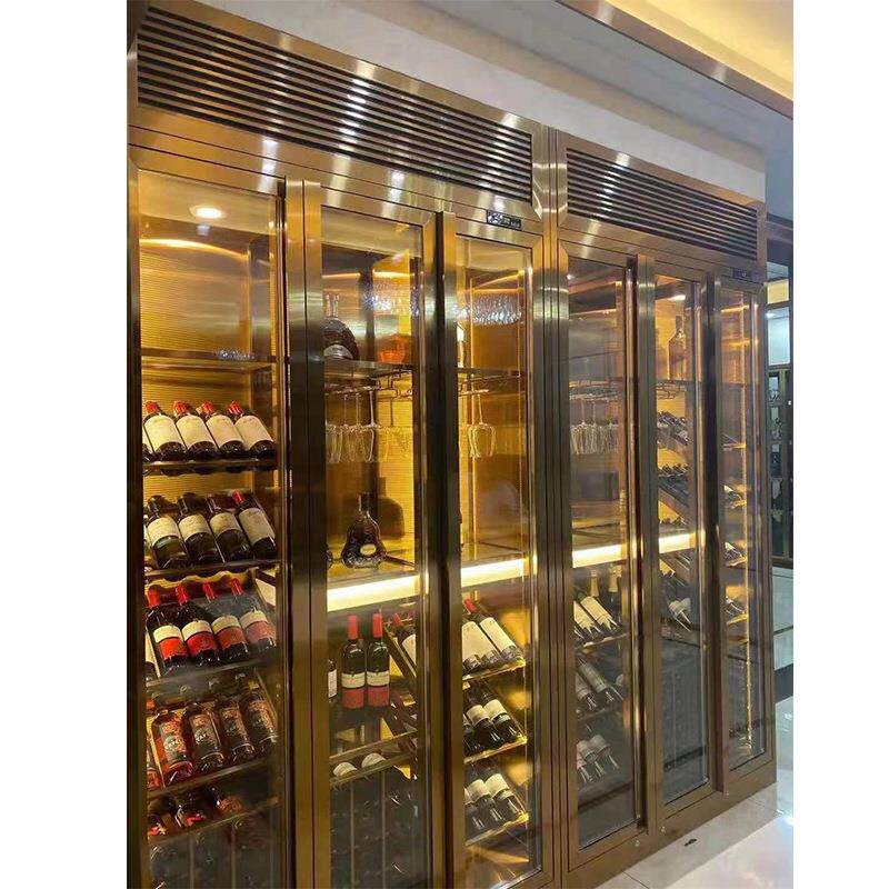 轻奢不锈钢恒温酒柜红酒展示架客厅背景墙置物金属装饰简约酒柜