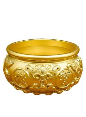 黄铜聚宝盆摆件铜制聚财开业礼品黄铜米缸存钱罐大号客厅装饰品