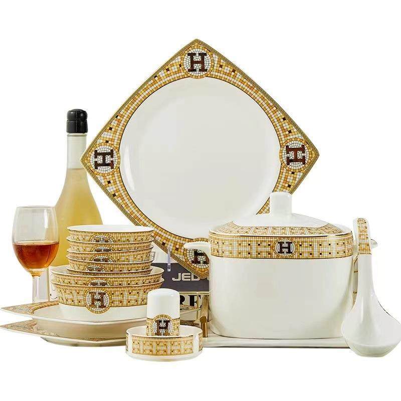 景德镇骨瓷餐具套装高档奢华送礼碗盘组合欧式陶瓷器碗碟套装家用,餐饮具,餐具瓷器套装,淘宝优惠券,粉丝福利购,淘宝优惠卷