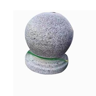 花岗岩芝麻灰石球公园广场挡车圆球光面大理石带底座路障石墩子