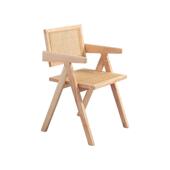 北欧藤编椅子简约昌迪加尔椅家用客厅餐椅酒店民宿实木扶手K椅子