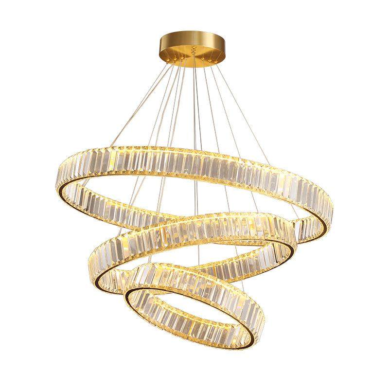 全铜港式轻奢大气客厅圈圈吊灯现代简约奢华餐厅水晶灯卧室灯,家装灯饰光源,智能吊灯,淘宝优惠券,粉丝福利购,淘宝优惠卷