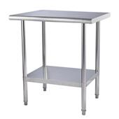 不锈钢工作台酒店厨房圆管不锈钢操作台可带挡板脚轮餐饮设备桌子