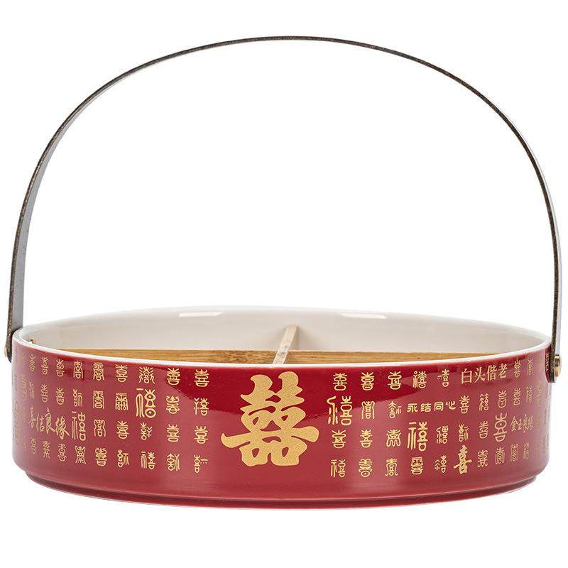 婚房布置压床早生贵子四格干果盒订婚宴摆件陶瓷手提婚庆结婚用品,节庆用品/礼品,陪嫁用品套装,淘宝优惠券,粉丝福利购,淘宝优惠卷