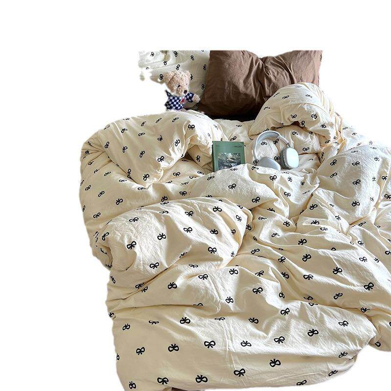 床上四件套水洗棉新款床单被套被罩床品学生宿舍三件套4床笠款