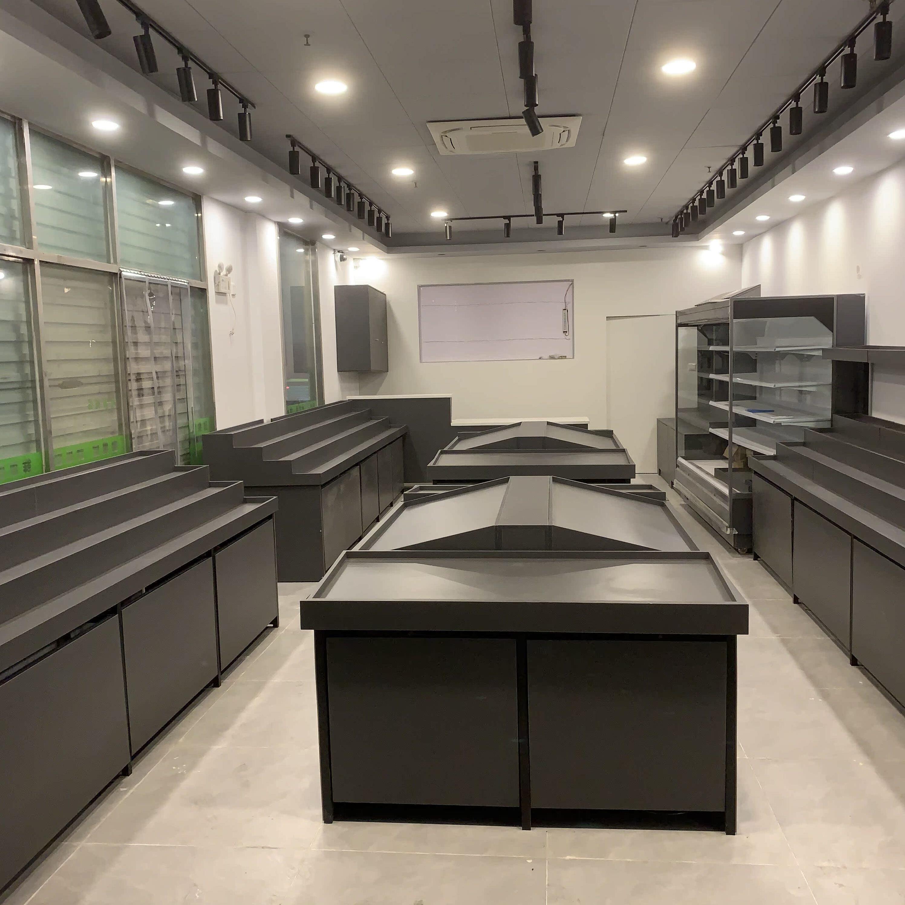 定制木质水果架水果店架子百果园水果货架展示架收银台中岛展示柜