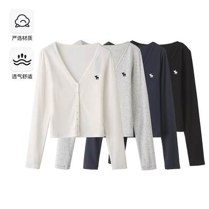 Hollister秋冬季小海鸥长袖针织开衫套头针织衫薄款女装上衣外套