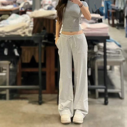 Hollister小海鸥秋冬季系带直筒裤美式休闲卫裤运动裤微喇长裤女