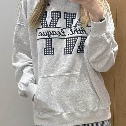 Hollister秋冬款女小海鸥连帽卫衣长袖圆领抓绒连帽保暖休闲上衣