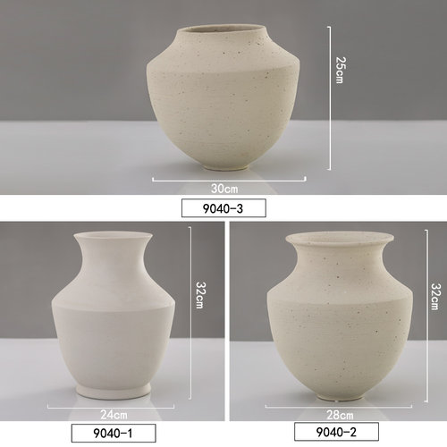 中式白瓷仿古禅意素烧花瓶摆件花插干花陶瓷梅瓶饰品日式插花花器