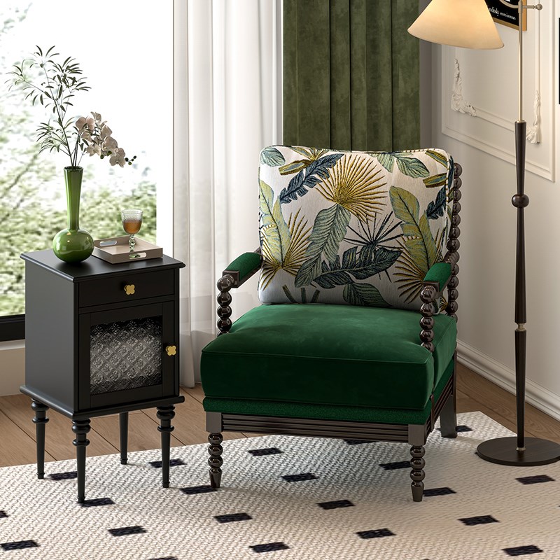 法式复古小边柜黑色小户型客厅沙发侧边窄柜迷你床头柜置物小方桌