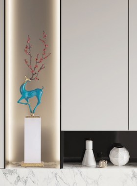 轻奢鹿摆件入户玄关壁龛客厅电视柜旁装饰品乔迁新居开业高档礼品