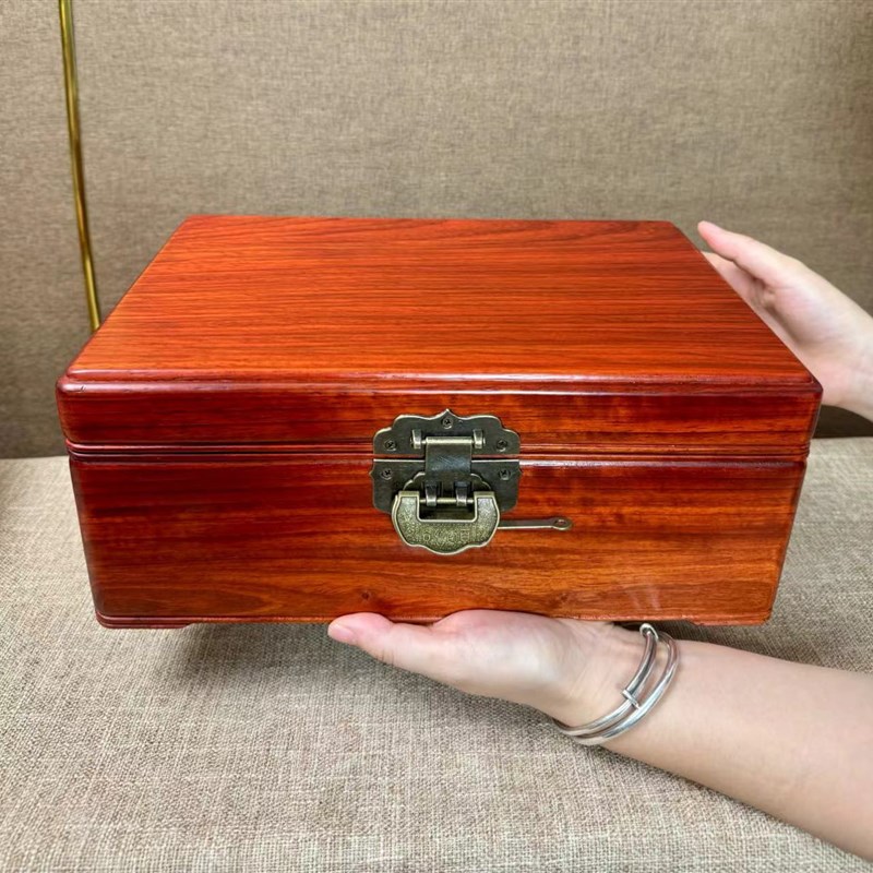 新款实木大号原木独板首饰盒珠宝盒收纳盒房产证收纳箱文玩箱