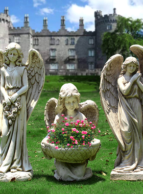欧式花盆罗马柱摆件天使雕塑庭院别墅阳台花园婚庆婚礼装饰摆件