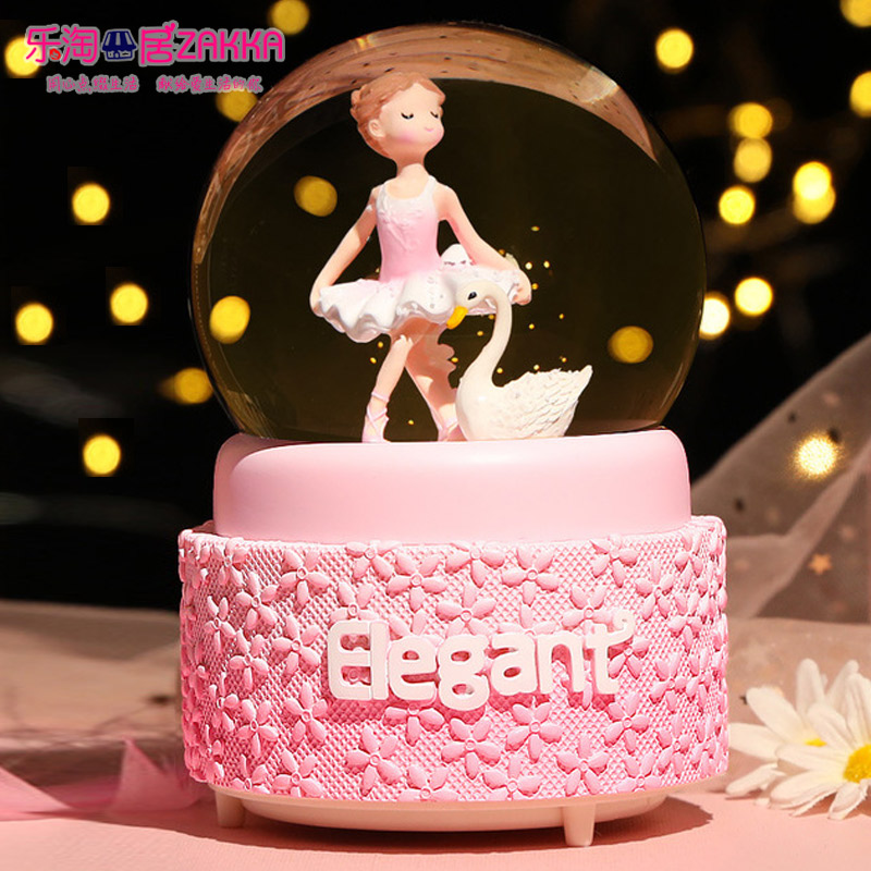 芭蕾水晶球飘雪音乐盒旋转跳舞女孩八音盒摆件女生日毕业礼物儿童