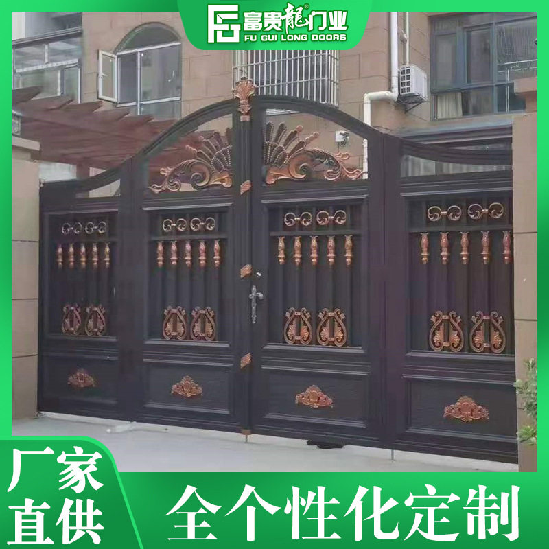 网红铝艺大门别墅小区双开门 新款合金防盗门 学校园区精美大门