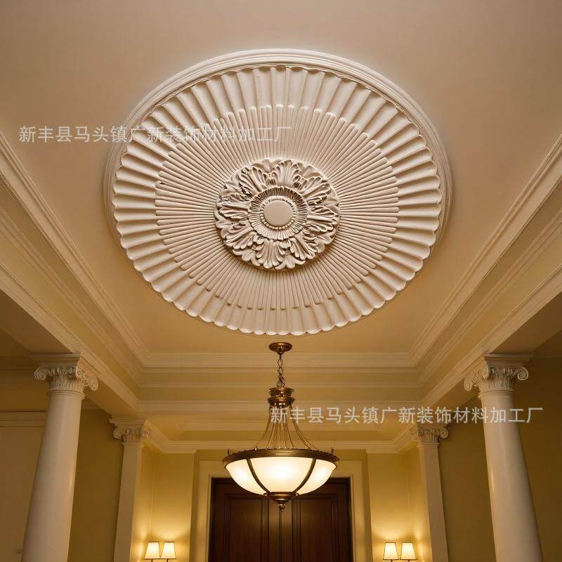 美式法式石膏灯盘吊顶雕花灯盘法式拼花灯盘中古风灯盘石膏板