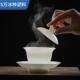 德化白瓷三才盖碗冰种玉瓷家用羊脂玉陶瓷大号防烫敬茶碗茶杯单个