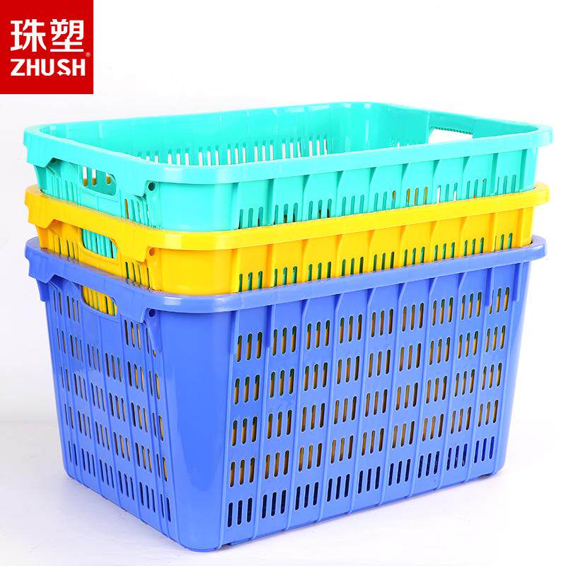 塑料周转筐大号蔬菜水果运输周转塑料筐蓝色加厚长方形商用周转箱