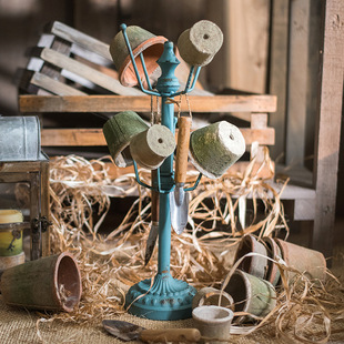 复古做旧铁艺花盆拖架杯架挂架杂货花园庭院装饰摆件收纳