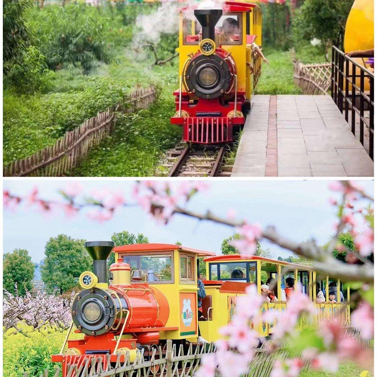 户外无动力网红观光火车项目丛林田园轨道车景区游乐园轨道影院