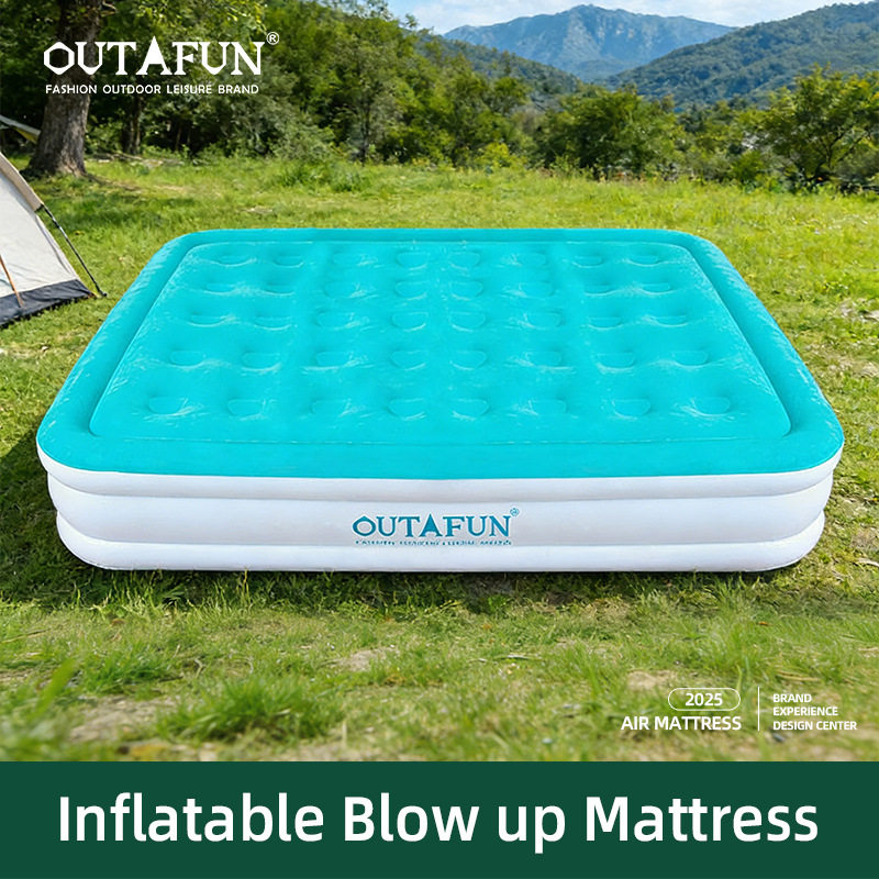OUTAFUN跨境热销植绒充气床垫舒适过夜睡眠轻便携Inflatable bed