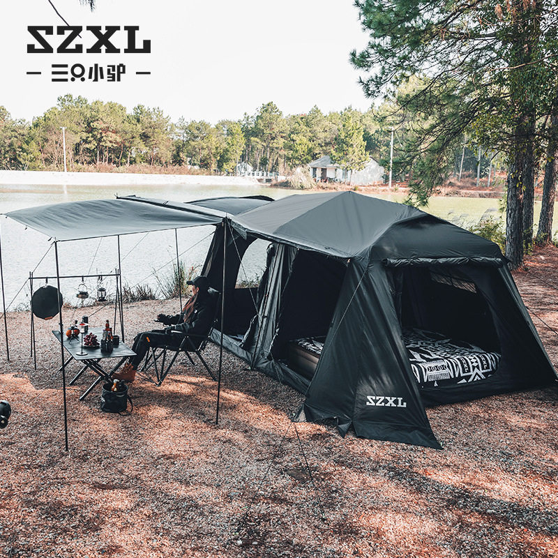 三只小驴两室一厅自动大帐篷天幕户外露营防雨防晒黑化便携式折叠