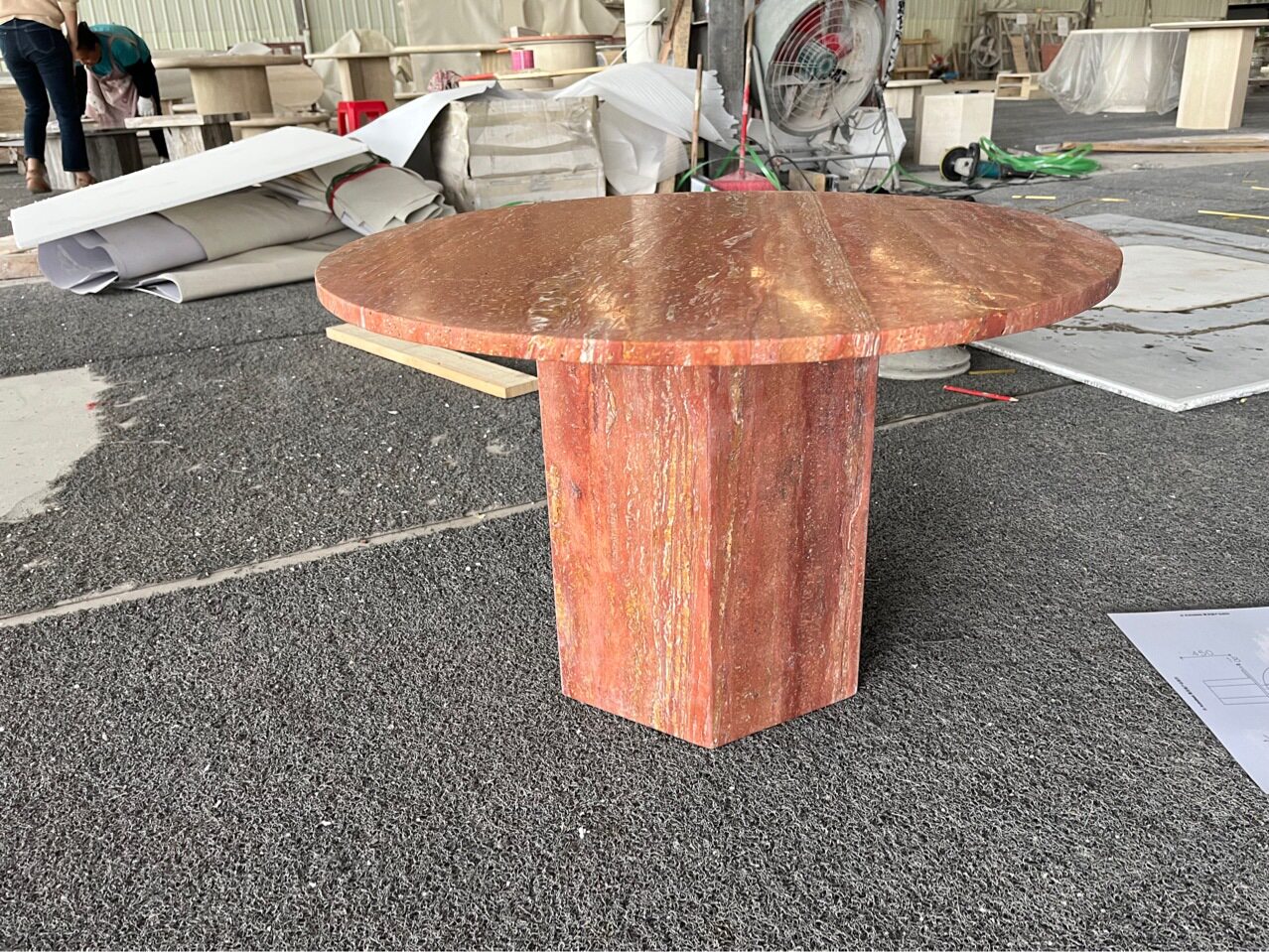 红洞石茶几简约小户型型复古天然大理石咖啡桌