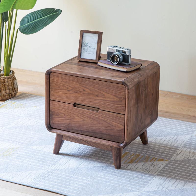 北美黑胡桃木实木床头柜床边柜小简约现代北欧榫卯原木卧室柜子