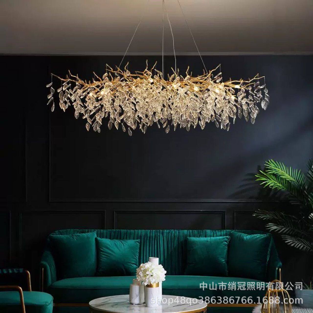 奢华水晶灯简约大气法式豪华复式楼金色枝型轻奢客厅卧室水晶吊灯