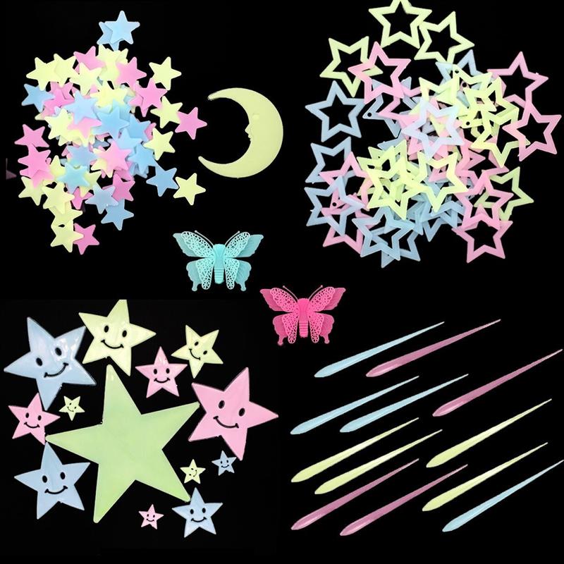 夜光星星贴纸发光的组合墙