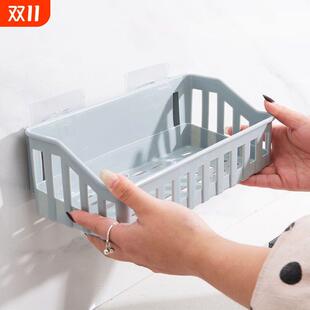 免打孔卫生间厨房浴室置物架挂篮墙面收纳架宿舍挂架收纳篮玻璃
