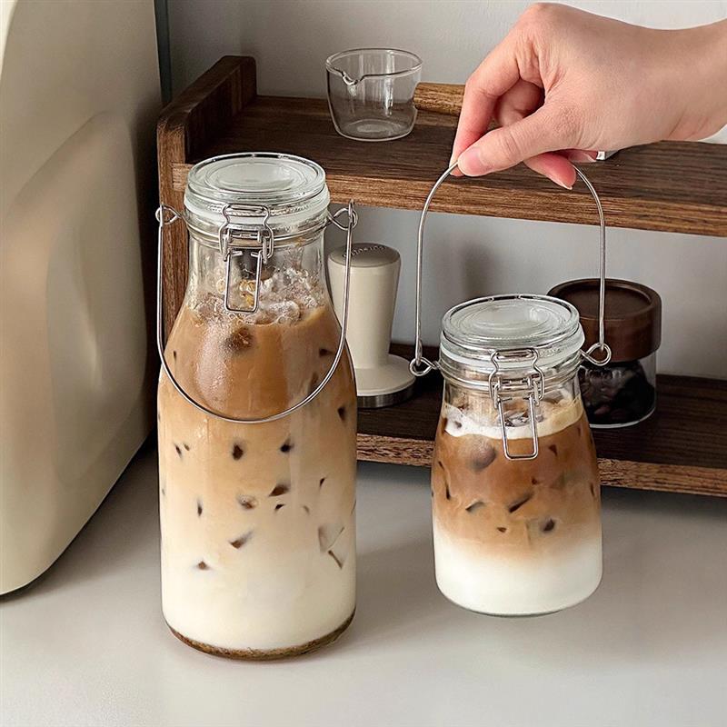 便携外带玻璃杯带盖喝水杯