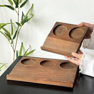 咖啡杯托盘一豆三喝盘三孔咖啡木托盘一茶三喝杯盘茶托鸡尾酒托盘