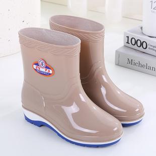 女工作短筒防水鞋 雨靴水靴雨鞋 成人厨房防滑水鞋 套鞋 夏 女耐磨胶鞋