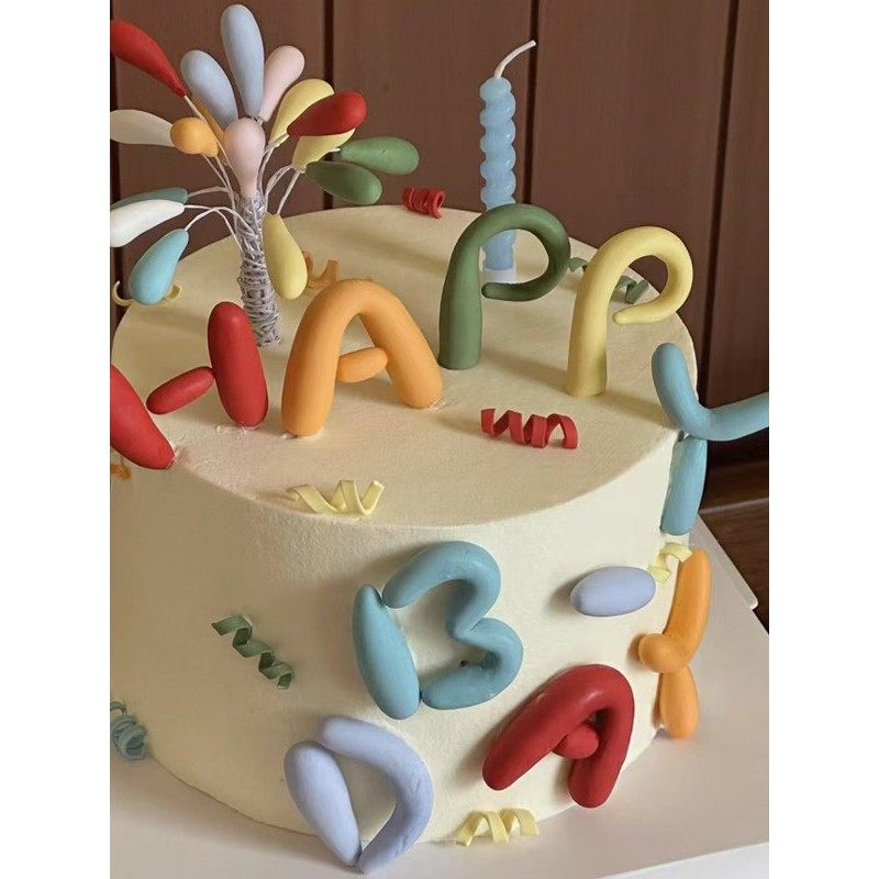 韩系ins卡通彩色happybirthday字母蛋糕装饰插件扭扭蜡烛生日插牌,节庆用品/礼品,蛋糕/烘焙装饰用品,淘宝优惠券,粉丝福利购,淘宝优惠卷