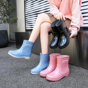 果糖色胶鞋 2025新款 防水鞋 中高筒雨鞋 女短筒纯色防滑雨靴外穿时尚