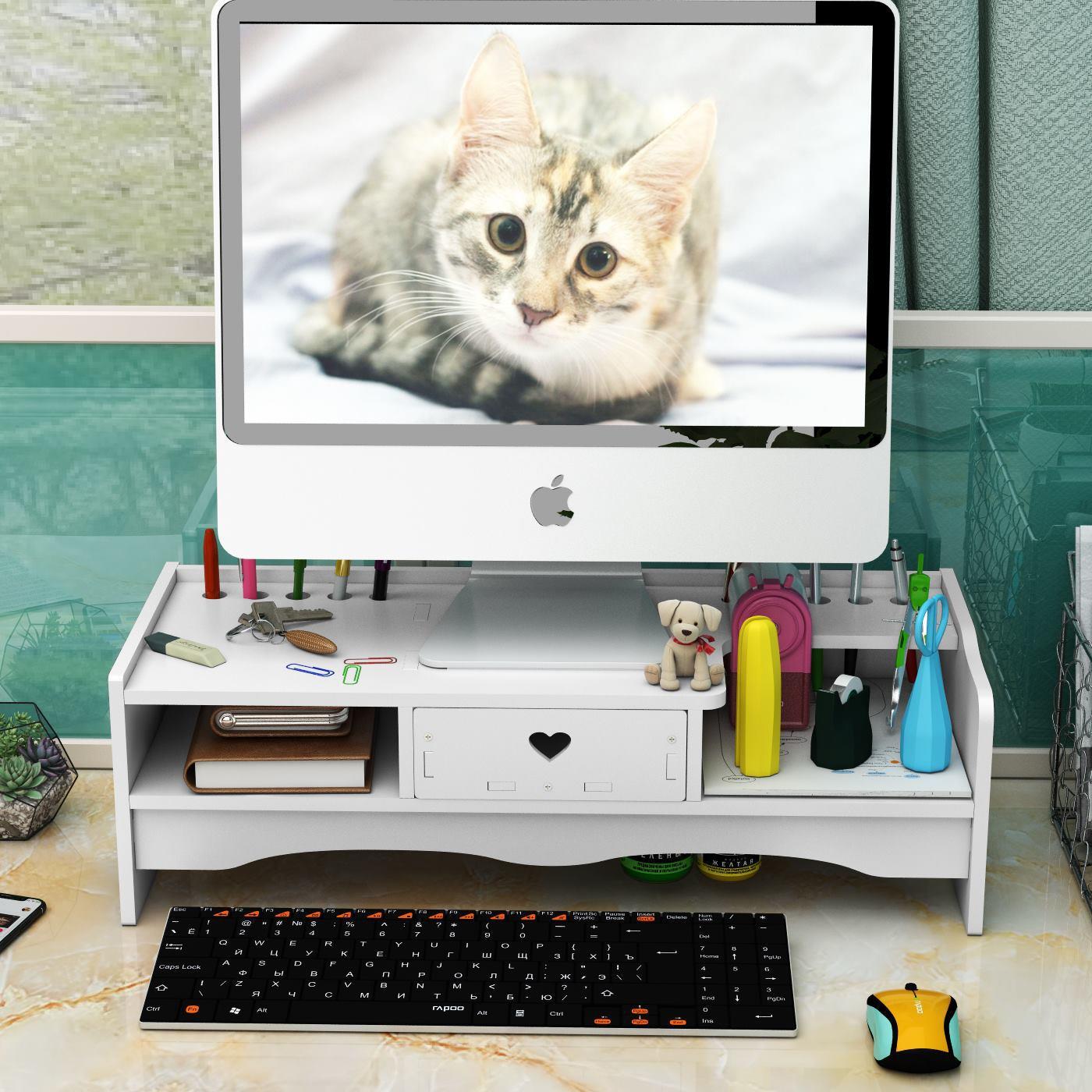 电脑增高器架办公室收纳抽屉桌面置物架笔记本垫高底座显示器支架