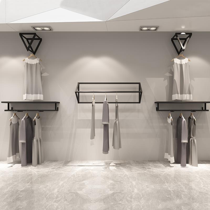 简约服装店铁艺展示架商场上墙服装架男女装店壁挂衣架童装货架子