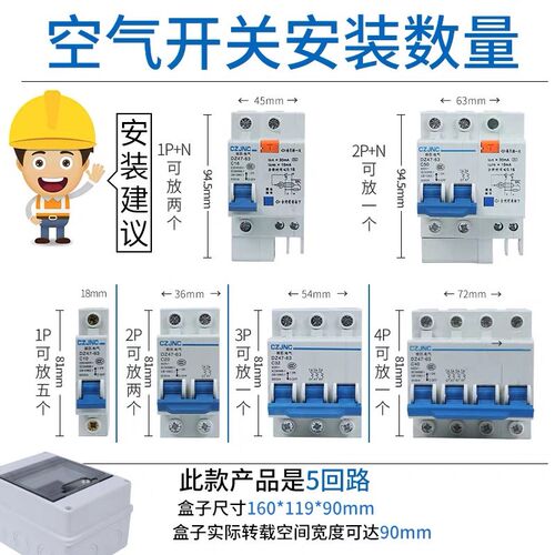 HT-5WAY防水塑料配电箱5回路家用明装防雨空开盒室外防水8路12路
