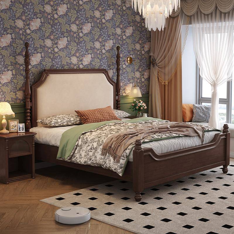 美式复古实木床主卧1.5米1米8软包婚床法式公主床双人床高端家具