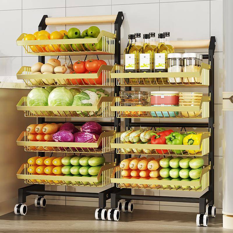 厂家厨房小推车可移动置物架卡扣式果蔬置地多层收纳储物架