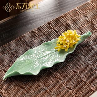 禅意茶室室内家用国风香炉香托摆件 陶瓷手工桂花线香香插香座中式